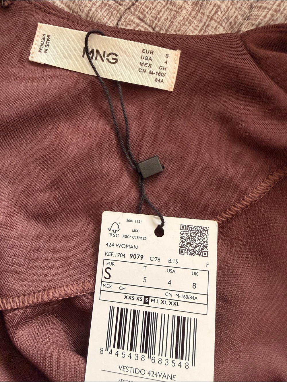 NWT Mango Brown Twist Front Cut Out Midi Dress Long Sleeve Size S - Picture 7 of 7